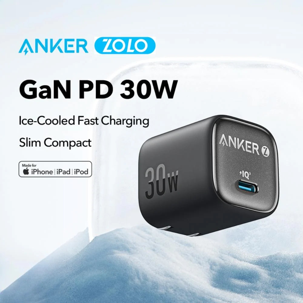 Anker Zolo 30W USB-C PD wall charger side view