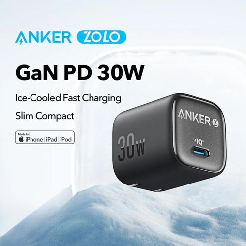 Anker Zolo 30W USB-C PD wall charger side view