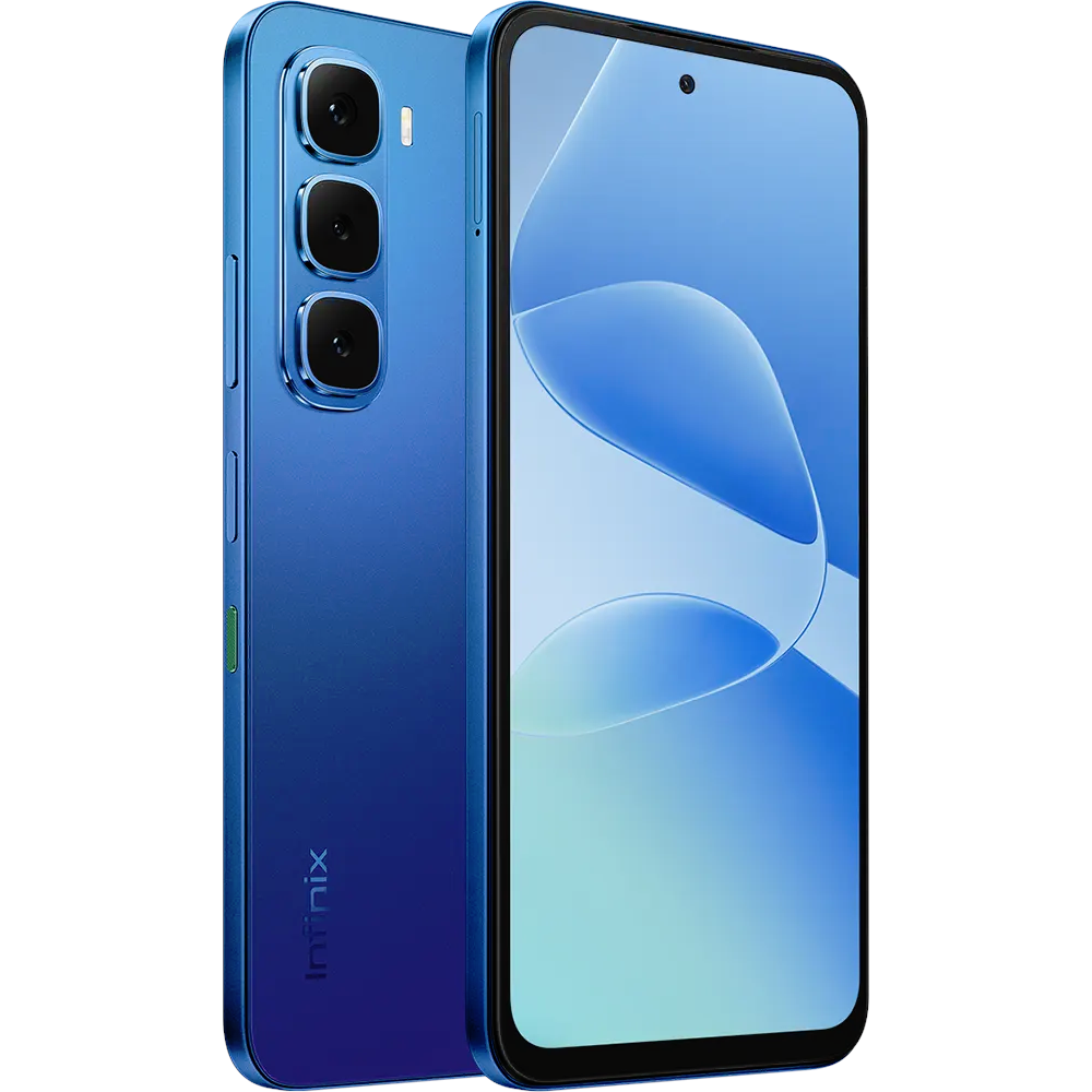 Infinix HOT 60i Shadow Blue front and back product photo