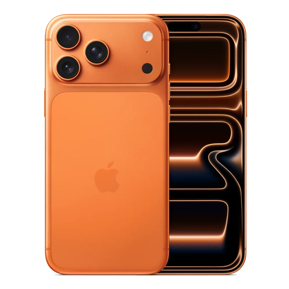 Apple iPhone 17 Pro Max Cosmic Orange front and rear view – KARTiN Pakistan