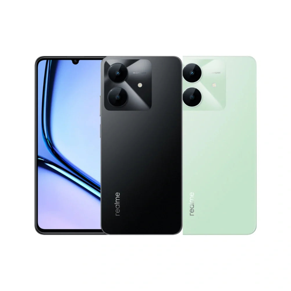 realme Note 60x Marble Black and Wilderness Green front and back