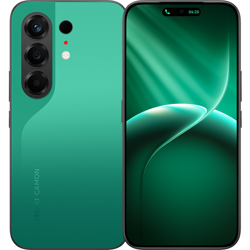 TECNO Camon 50 Malachite Green smartphone front and back product image