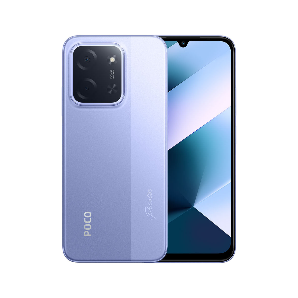 POCO C85 4G purple front and rear product view